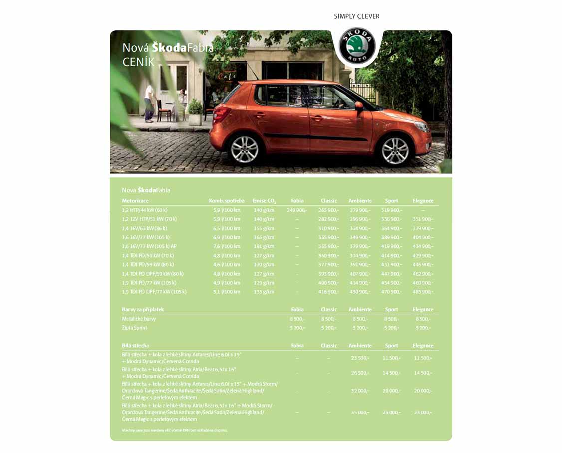 Škoda Fabia 2 ceník 05/2007