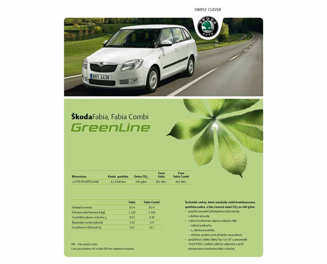 Škoda Fabia GreenLine ceník 11/2008