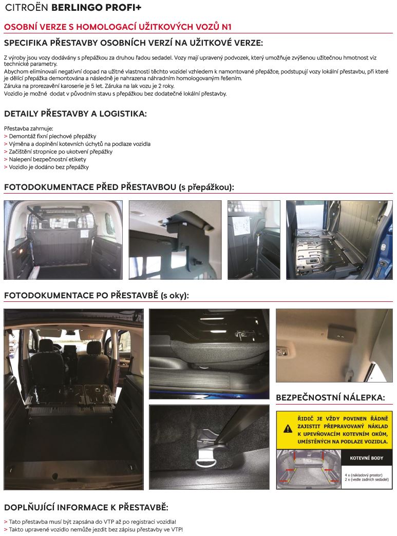 Výtažek z ceníku Citroënu Berlingo Profi+ 2023