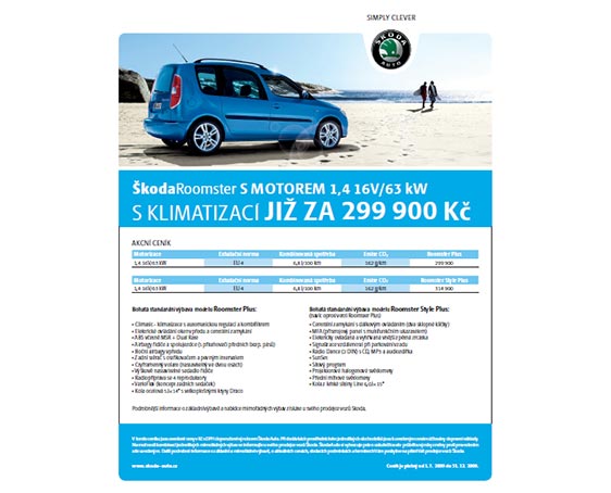 Akční nabídka Roomster Plus 1.4 16V/63 kW