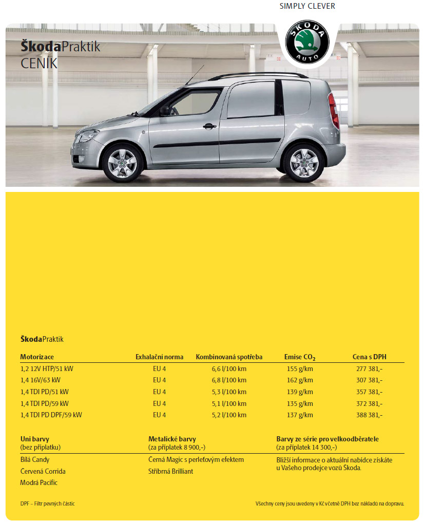 Škoda Praktik ceník 05/2009