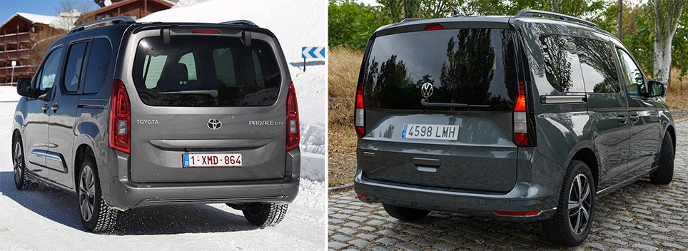 VW Caddy vs Toyota PROACE City Verso - zadní pohled