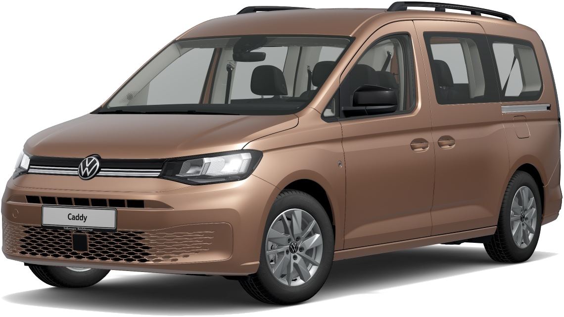 VW Caddy se standardním podvozkem, pohled zpředu