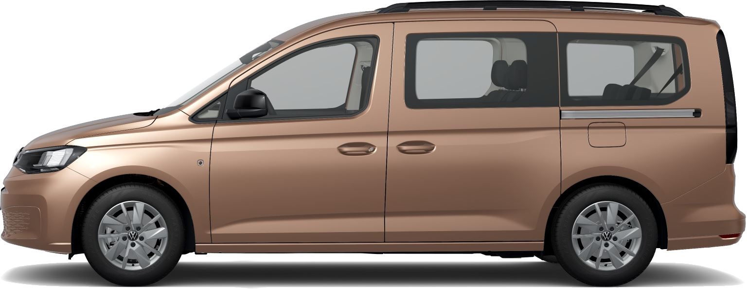 VW Caddy se standardním podvozkem, pohled zboku