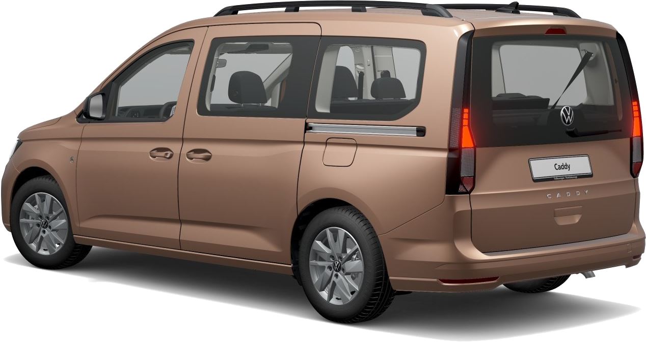 VW Caddy se standardním podvozkem, pohled zezadu